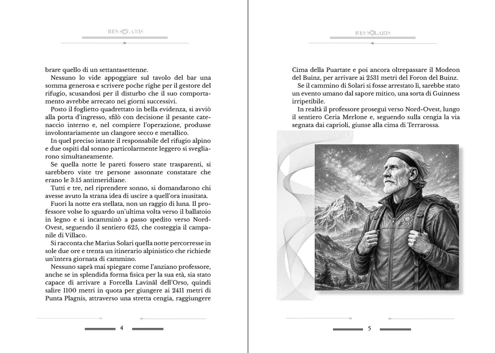 Il Dove e l’Altrove, volume I, pagine 4 e 5: Marius Solari in montagna