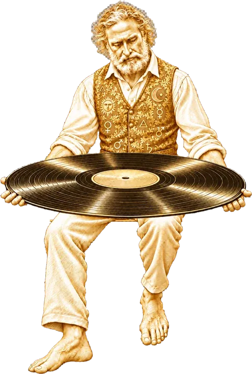 Figura incisa che regge un disco