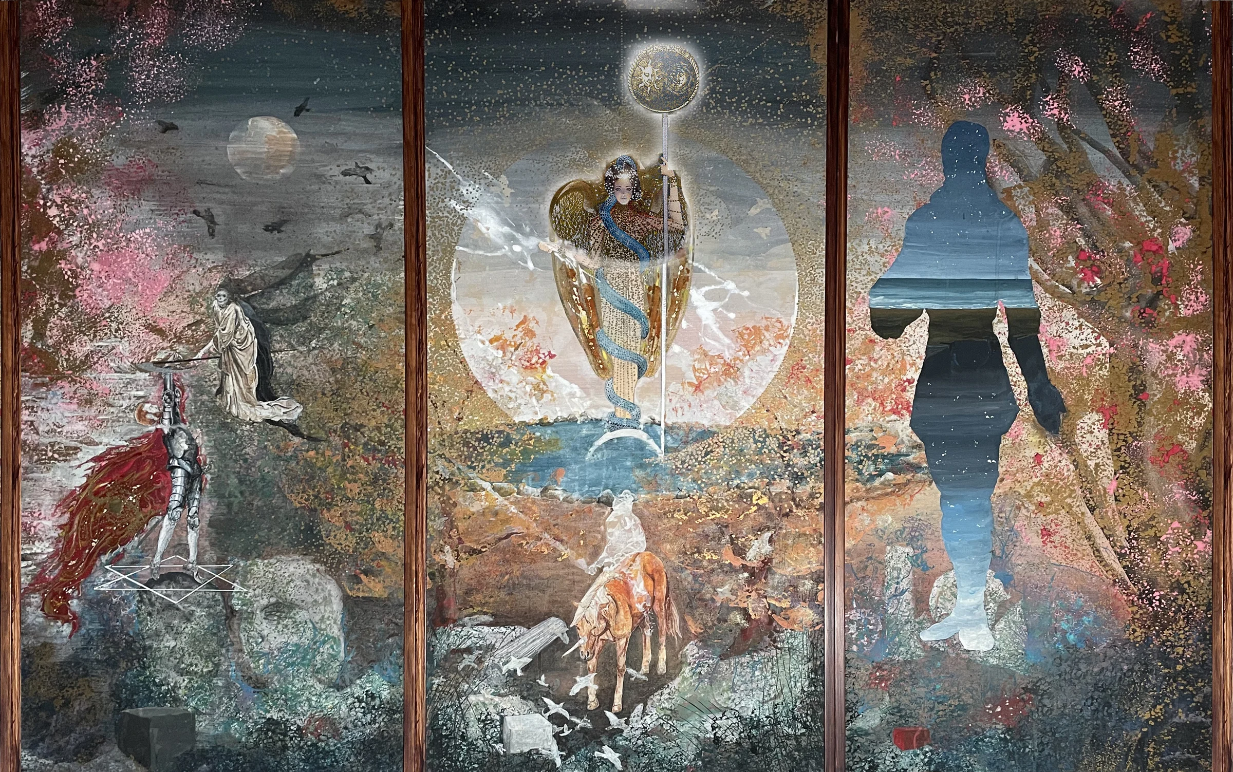 Raul Lovisoni, Il trittico della mia vita, tecnica mista, 100×155 cm